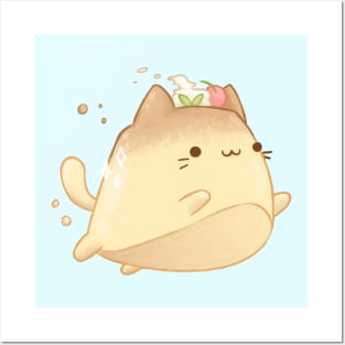 Kawaii cat pudding - Cute food Posters and Art